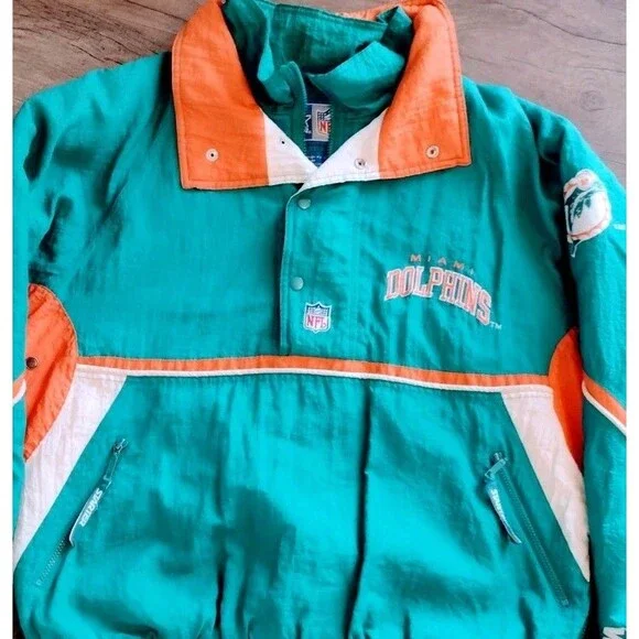 Vintage Starter Jacket NFL 90s Miami Dolphins Puffy Pullover Mens Large - Picture 4 of 16